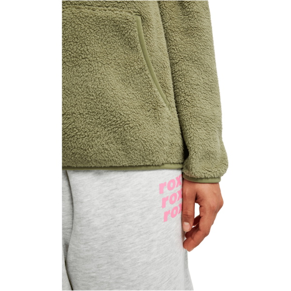 2026 Roxy Womens Cool Calling Sherpa Hoodie ERJPF03168 - Oil Green